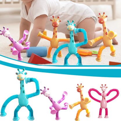 Flexibele Giraffe Speelgoed met Telescopische Zuignap - Perfect voor Kinderen!