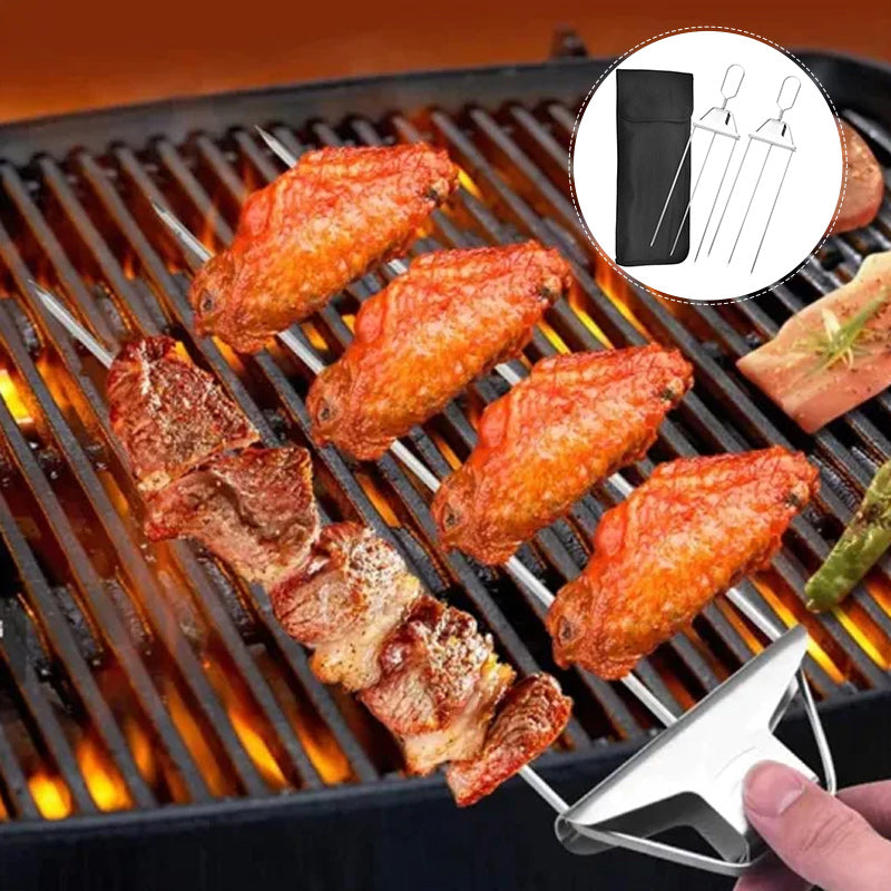 GrillMaster | Roestvrijstalen BBQ Vork met Halfautomatische Draaifunctie