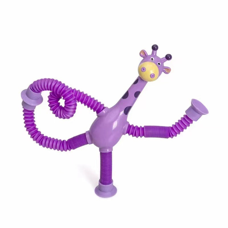 Flexibele Giraffe Speelgoed met Telescopische Zuignap - Perfect voor Kinderen!