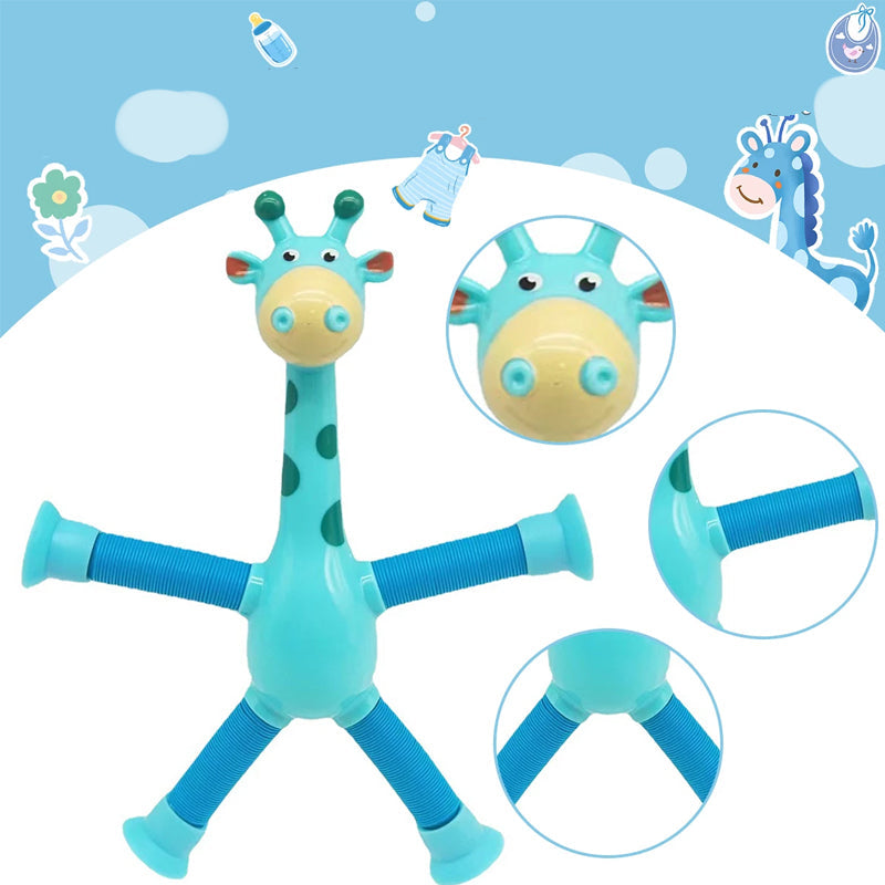 Flexibele Giraffe Speelgoed met Telescopische Zuignap - Perfect voor Kinderen!