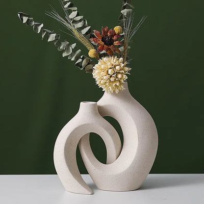 Nordic Harmony Vase | Scandinavische Keramische Interlock Vaas