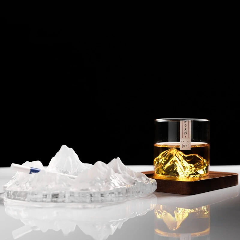 Mount Fuji Whiskey Glas | Luxe 3D Berg met Houten Doos