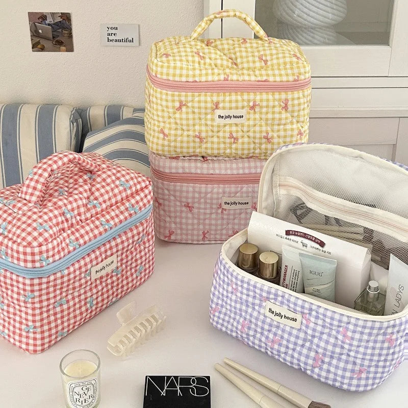 Make-up tas met Strik | Dames Rits Cosmetica Organizer