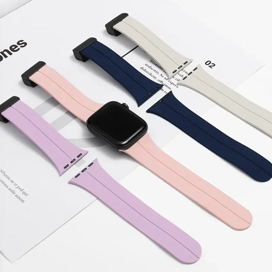 Magnetische Siliconen Band voor Apple Watch - Geschikt voor 38mm tot 49mm