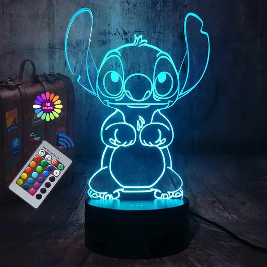 Stitch 3D Illusion Nachtlamp met Afstandsbediening en Smart Touch