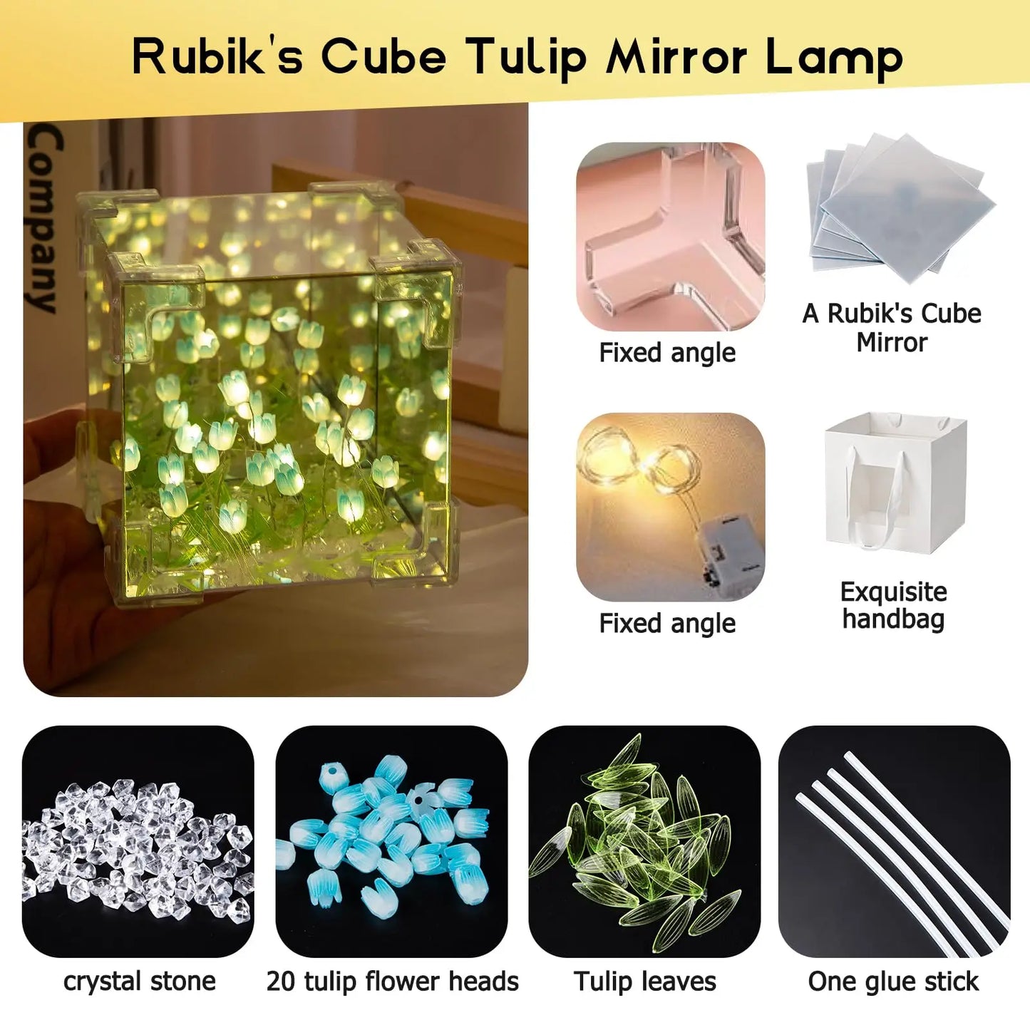 DIY Tulpen Nachtlamp LED | 2-in-1 Magische Cube Tafel- en Spiegelverlichting