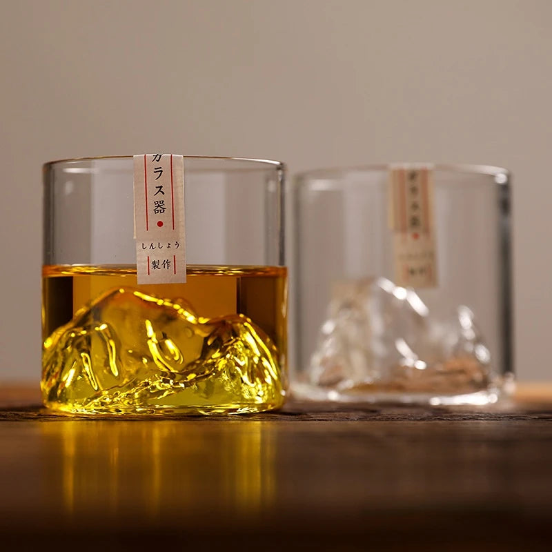 Mount Fuji Whiskey Glas | Luxe 3D Berg met Houten Doos