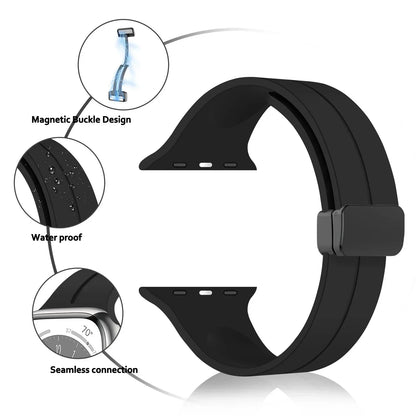 Magnetische Siliconen Band voor Apple Watch - Geschikt voor 38mm tot 49mm