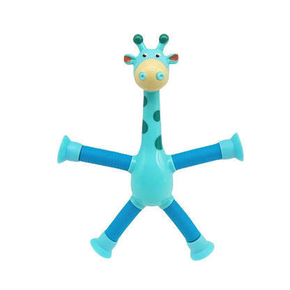 Flexibele Giraffe Speelgoed met Telescopische Zuignap - Perfect voor Kinderen!