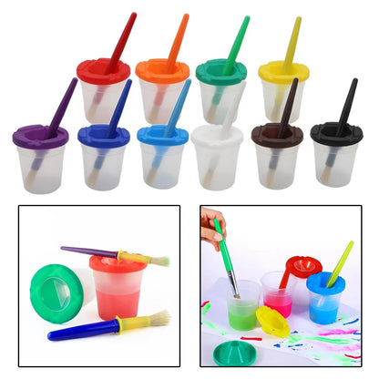 Anti-Knoei Paint Cups | Kinder verfbekers met deksel & kwast