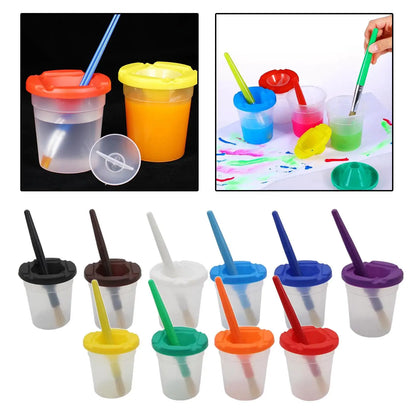 Anti-Knoei Paint Cups | Kinder verfbekers met deksel & kwast