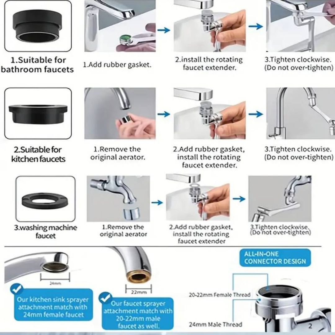 Flexibel Draaikraan Opzetstuk voor Gemakkelijk en Efficiënt Watergebruik