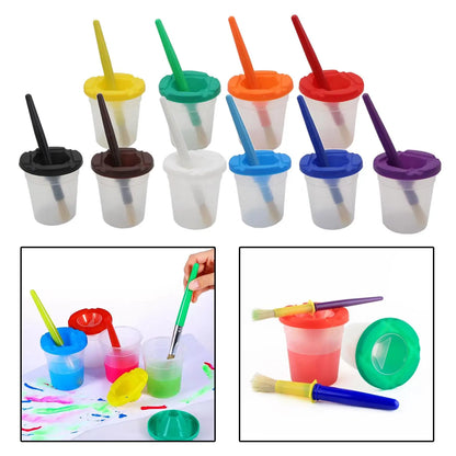 Anti-Knoei Paint Cups | Kinder verfbekers met deksel & kwast